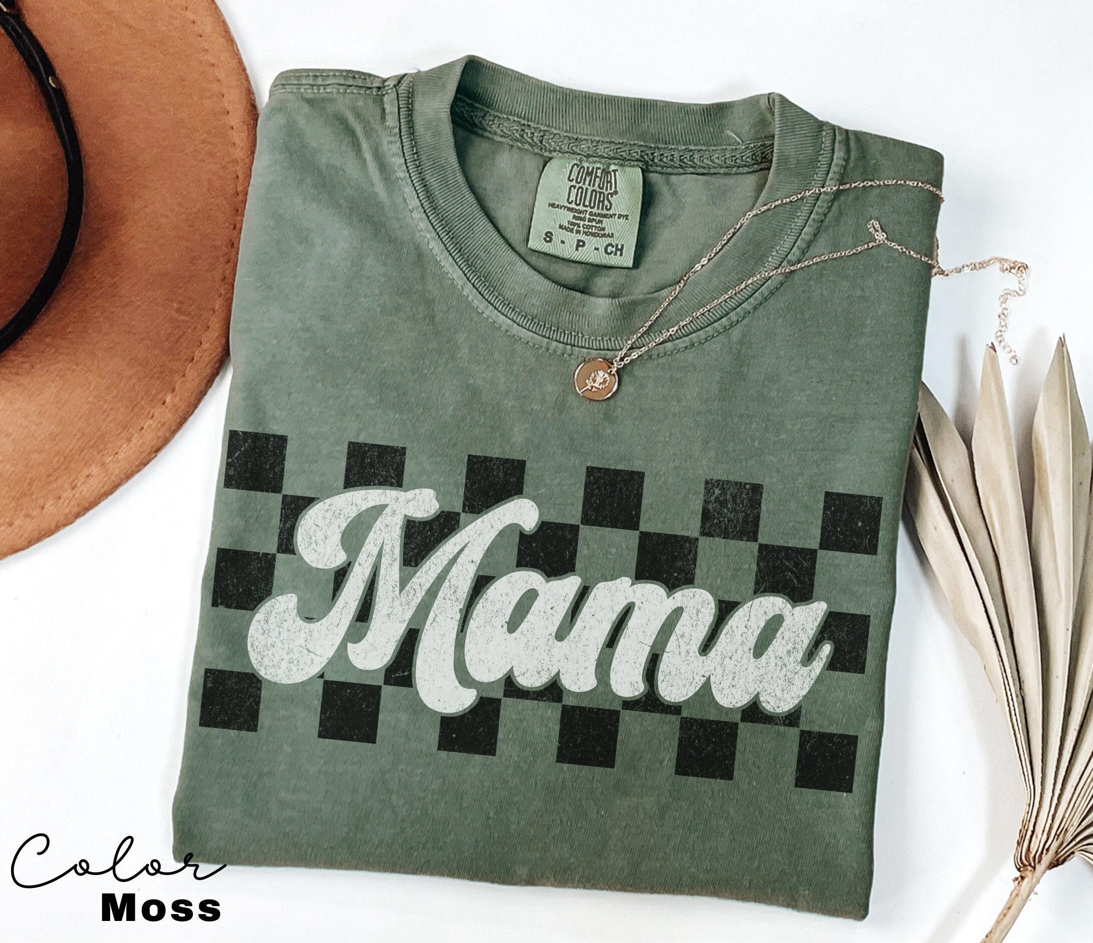 Comfort Colors® Retro Checkered Mama Graphic Tee, Comfort Colors Mama Checkered Shirt, Comfort Colors Mama Shirt, Motherhood Shirt, New Mom