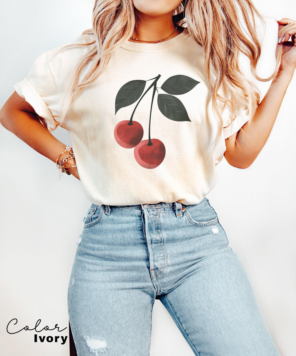 Cute Cherry Shirt, Summer Cherry Shirt, Cottagecore Fruit Tshirt, Cherry Graphic Shirt, Botanical Garden Tshirt, Cherry Gift, Summer Tee