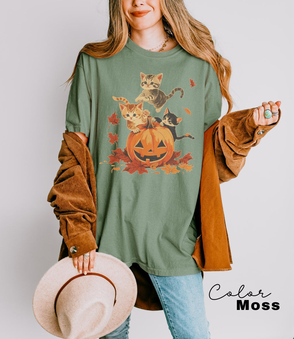 Vintage 90s Cat Halloween Shirt, Retro Halloween Shirt, Spooky Season Tee, Pumpkin Shirt, Cat Lover Shirt, Black Cat Shirt, Spooky Season