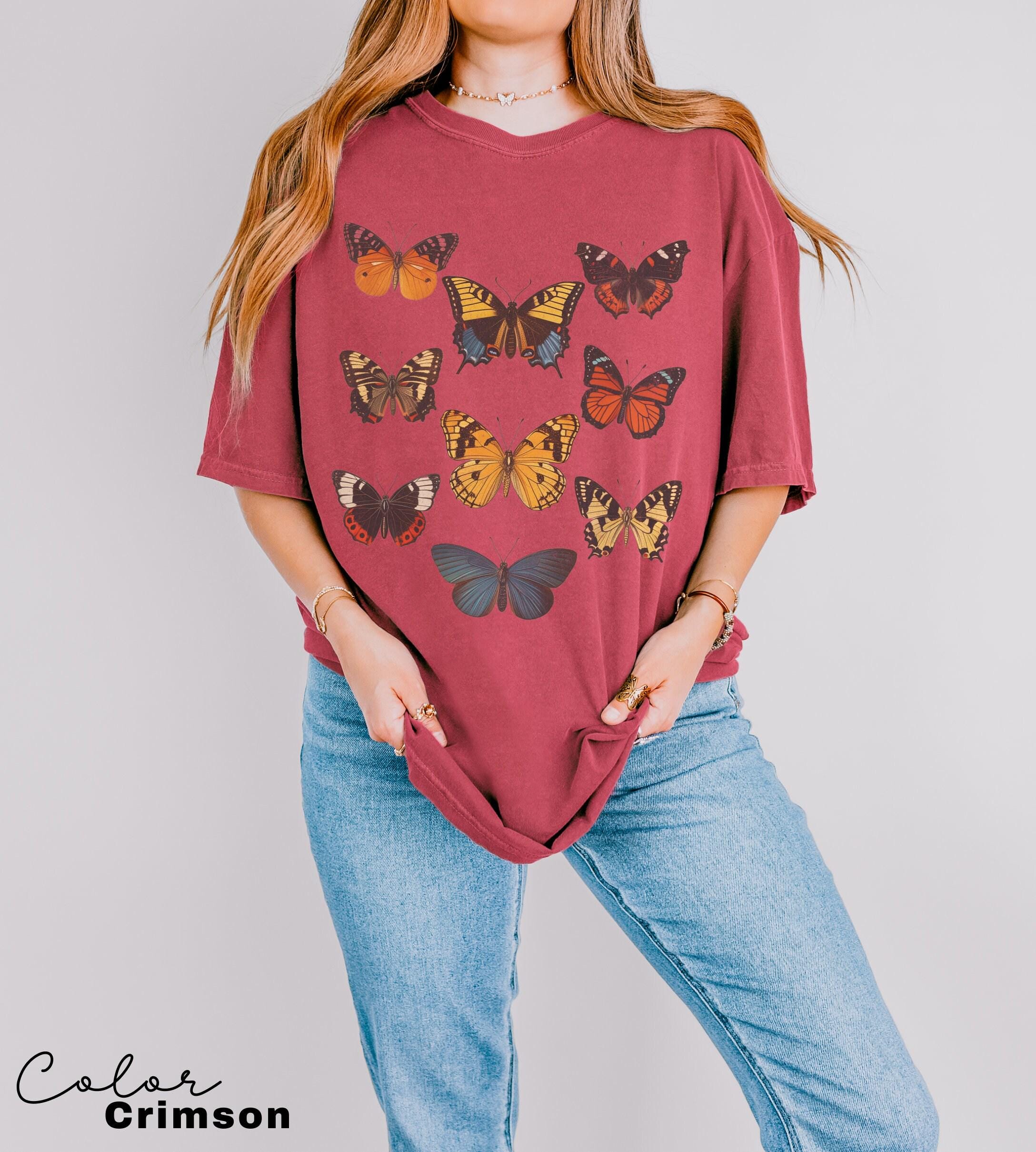 Butterflies Shirt, Cottagecore Tee, Summer Shirt, Shirts for Nature Lovers, Oversized Tee, Comfort Colors, Hiking Shirt, Moth butterfly