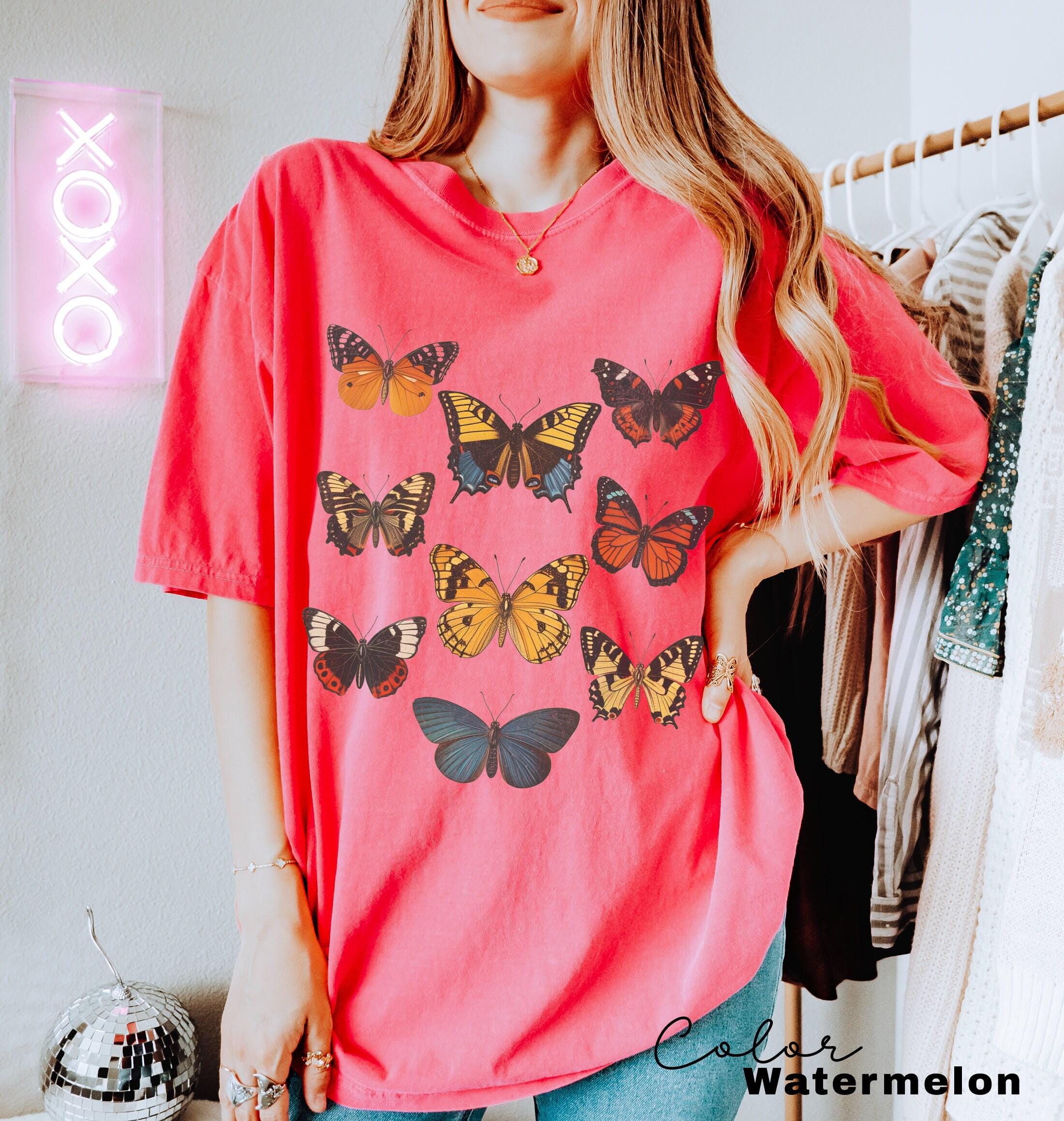 Butterflies Shirt, Cottagecore Tee, Summer Shirt, Shirts for Nature Lovers, Oversized Tee, Comfort Colors, Hiking Shirt, Moth butterfly