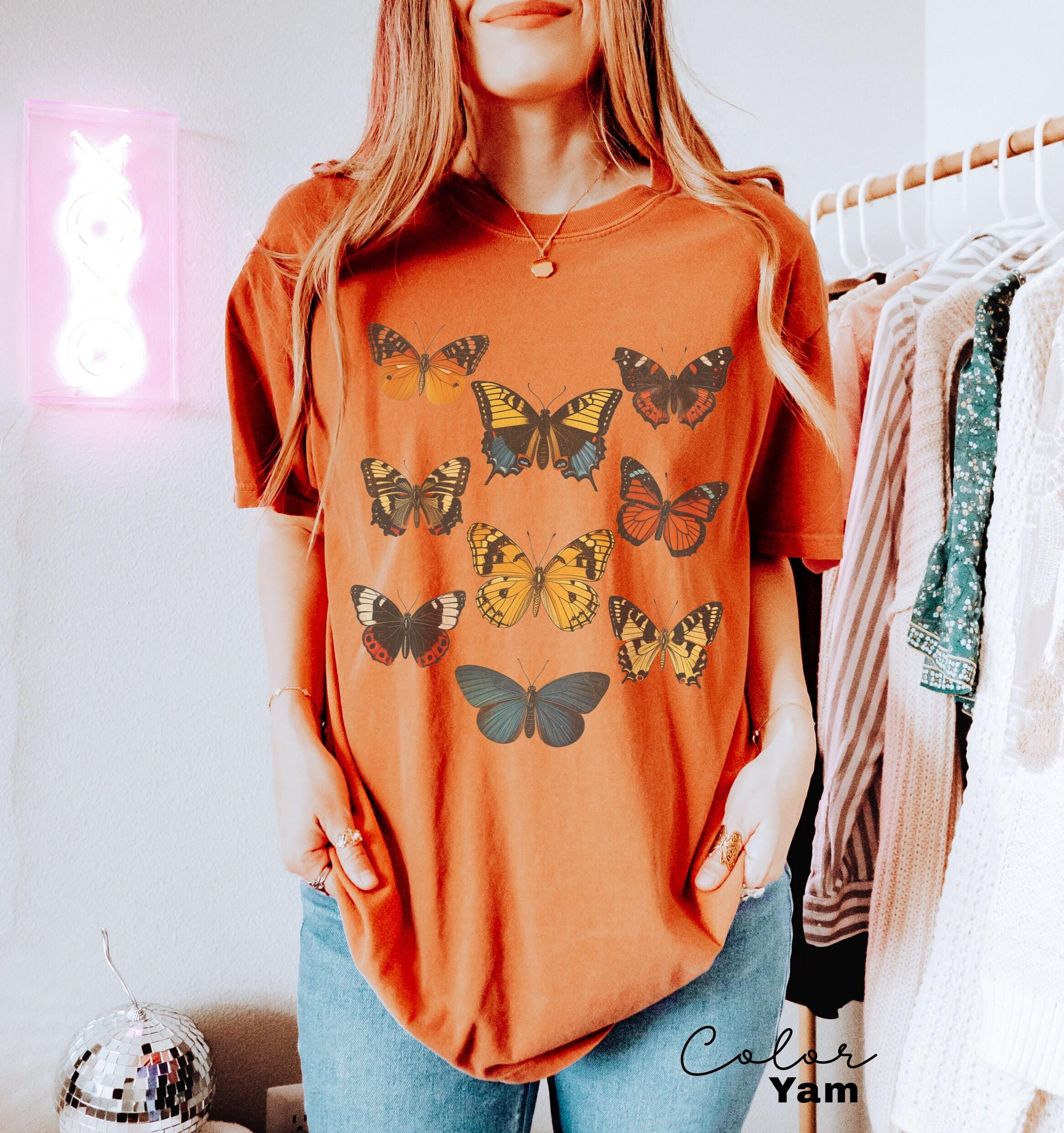 Butterflies Shirt, Cottagecore Tee, Summer Shirt, Shirts for Nature Lovers, Oversized Tee, Comfort Colors, Hiking Shirt, Moth butterfly