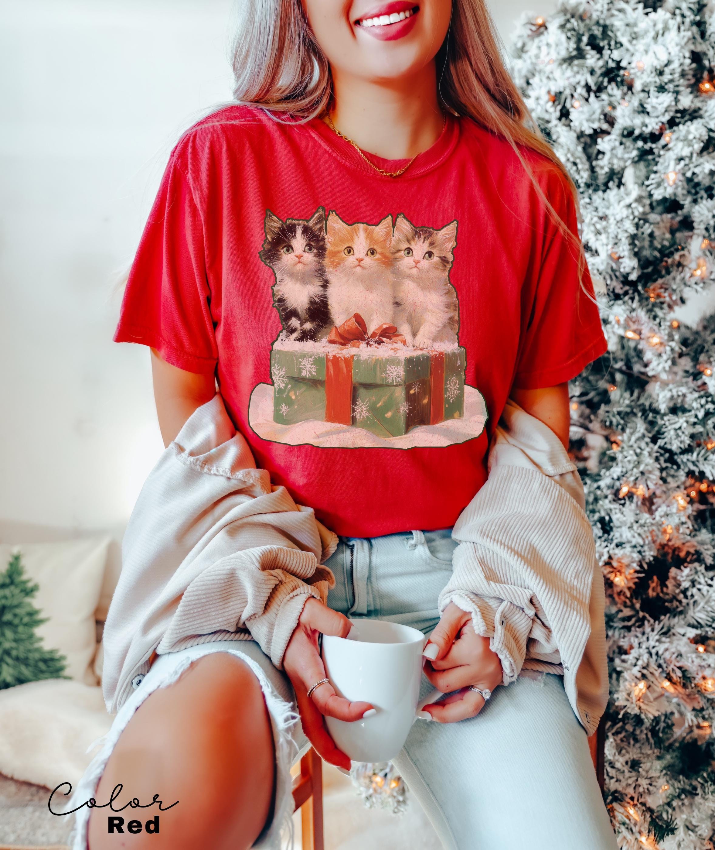 Vintage 90s Cat Christmas Shirt, Cute Cat Shirt, Cat Christmas Shirt, Retro Cat Christmas, Christmas Kitten Shirt, Classic Christmas Shirt