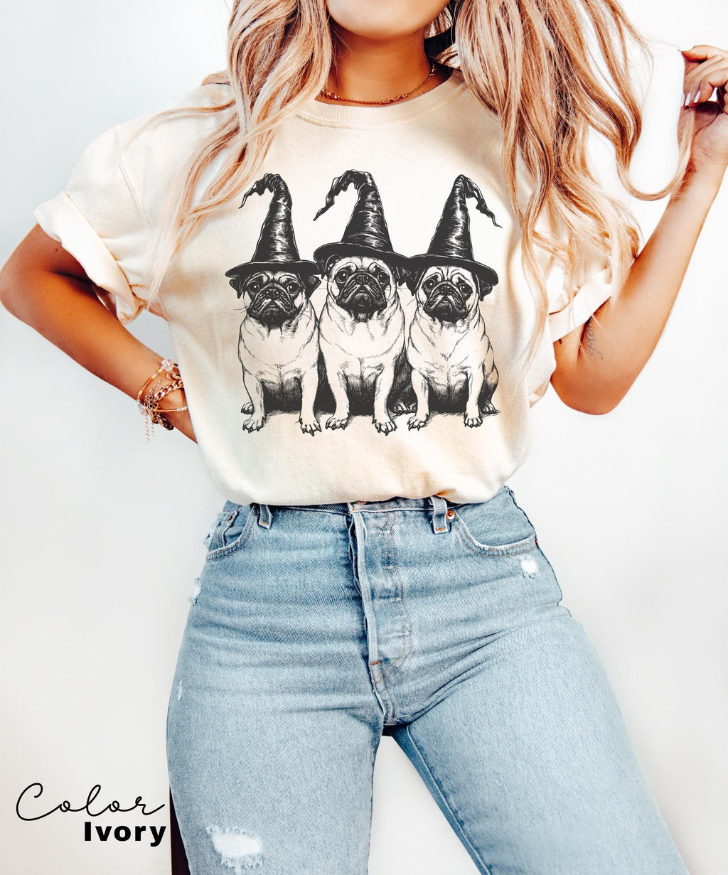 Pug Halloween Shirt Witch, Pug Halloween, Spooky Halloween Dog Mom T-Shirt, Pug mom, Pug fall, Pug mom Tee, Dog Lover Gift for Friend,