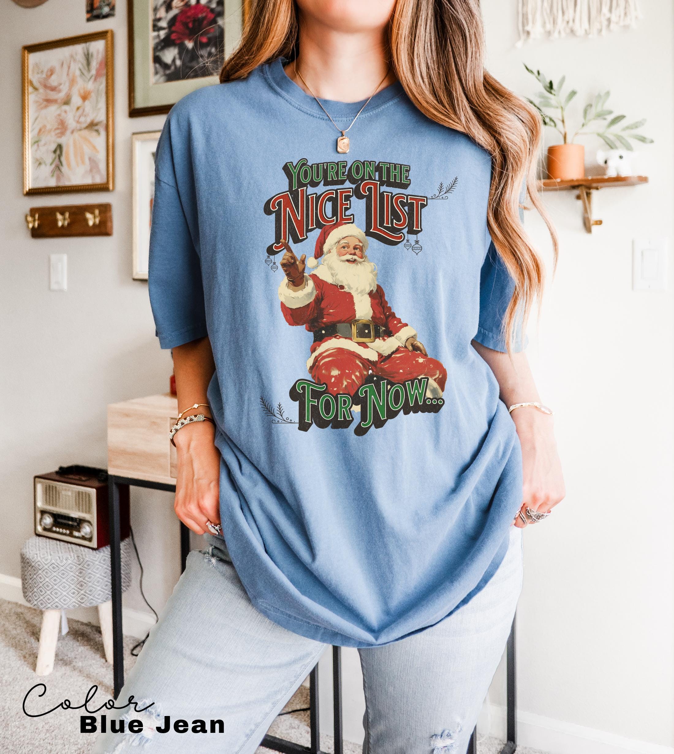 Retro Santa Sweatshirt, Nice List Shirt, Retro Christmas Santa, Holiday Clothing Women, Christmas Unisex Shirt, Funny Santa Shirt, Xmas