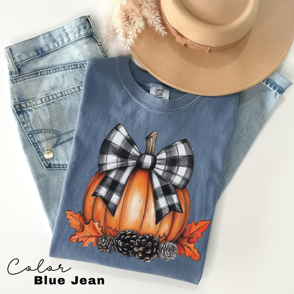 Comfort Colors® Fall Pumpkin Coquette Bow Shirt, Coquette Halloween Shirt, Halloween Shirts, Halloween Pumpkin Shirt, Fall Shirt for Woman