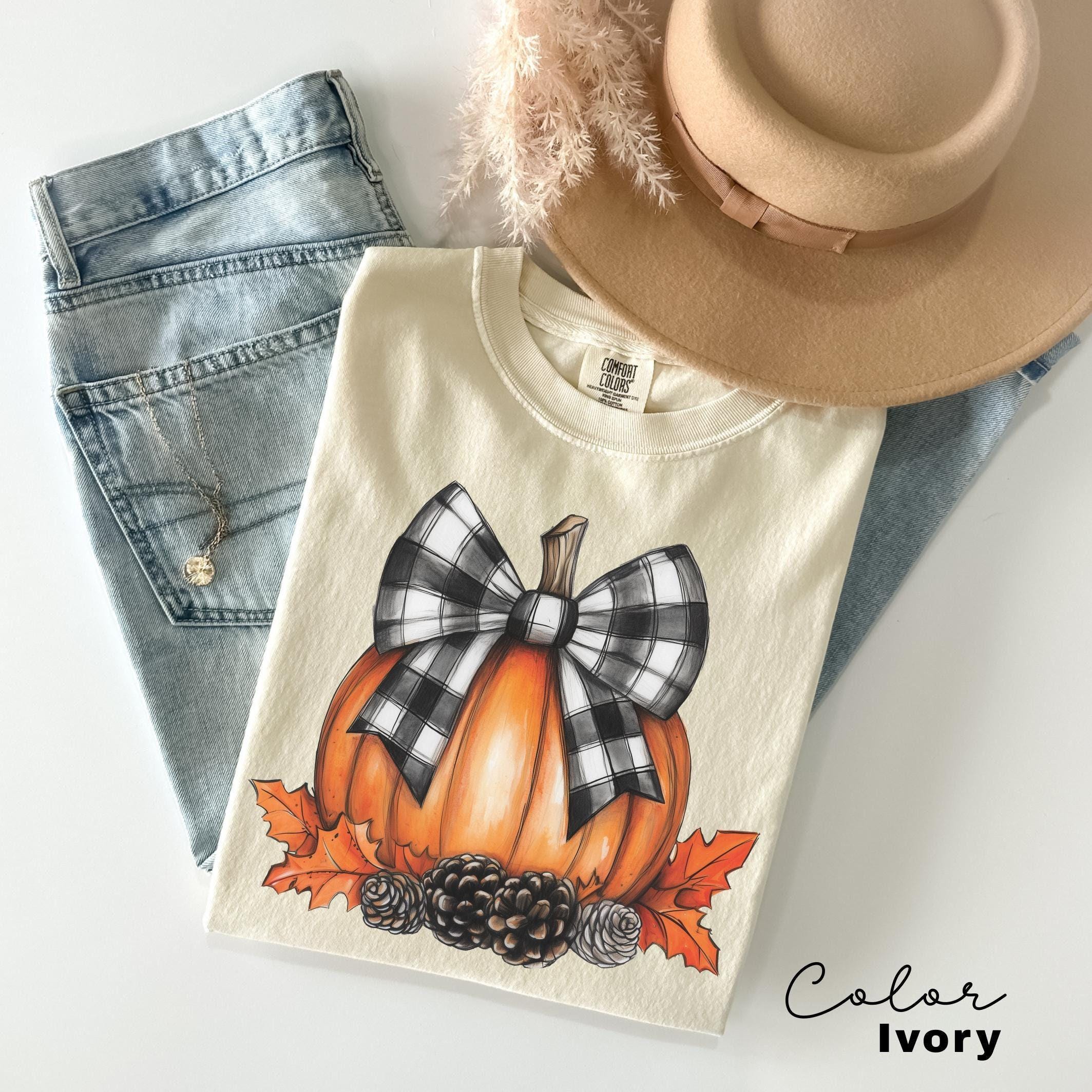 Comfort Colors® Fall Pumpkin Coquette Bow Shirt, Coquette Halloween Shirt, Halloween Shirts, Halloween Pumpkin Shirt, Fall Shirt for Woman