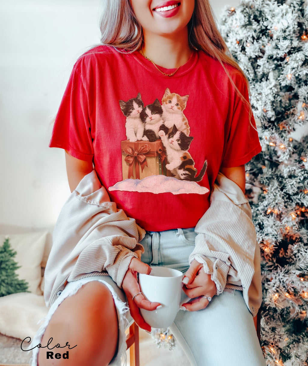 Vintage 90s Cat Christmas Shirt, Cute Cat Shirt, Cat Christmas Shirt, Retro Cat Christmas, Christmas Kitten Shirt, Classic Christmas Shirt
