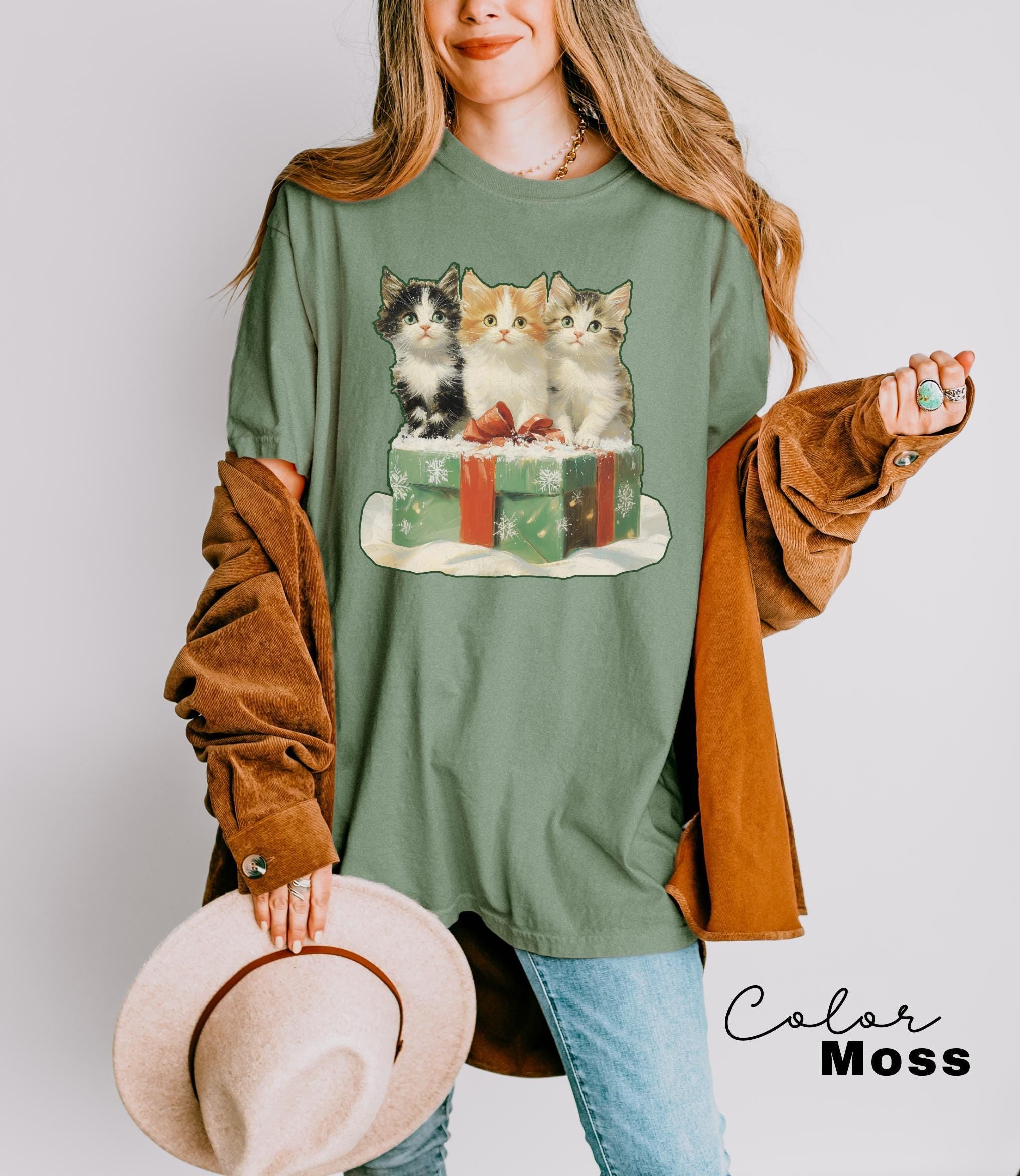 Vintage 90s Cat Christmas Shirt, Cute Cat Shirt, Cat Christmas Shirt, Retro Cat Christmas, Christmas Kitten Shirt, Classic Christmas Shirt