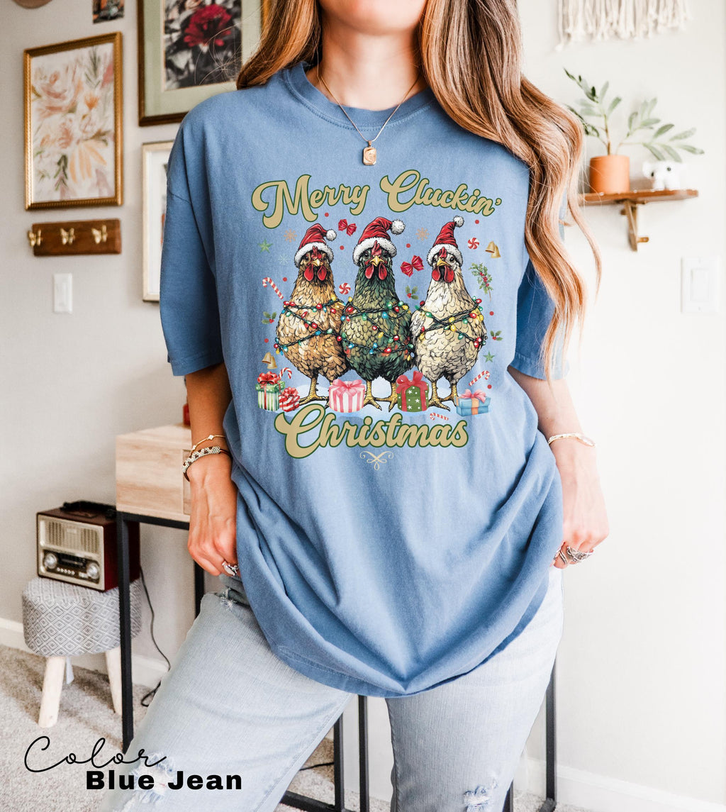 Сute Christmas Chickens Shirt, Christmas Farm Animals T-Shirt, Womens Christmas Chicken, Christmas Holiday Shirt Gift, Country Christmas