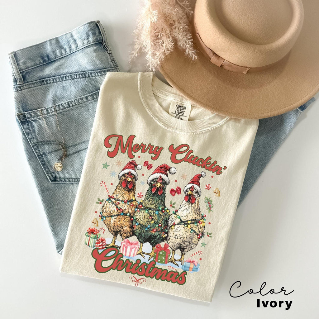 Сute Christmas Chickens Shirt, Christmas Farm Animals T-Shirt, Womens Christmas Chicken, Christmas Holiday Shirt Gift, Country Christmas
