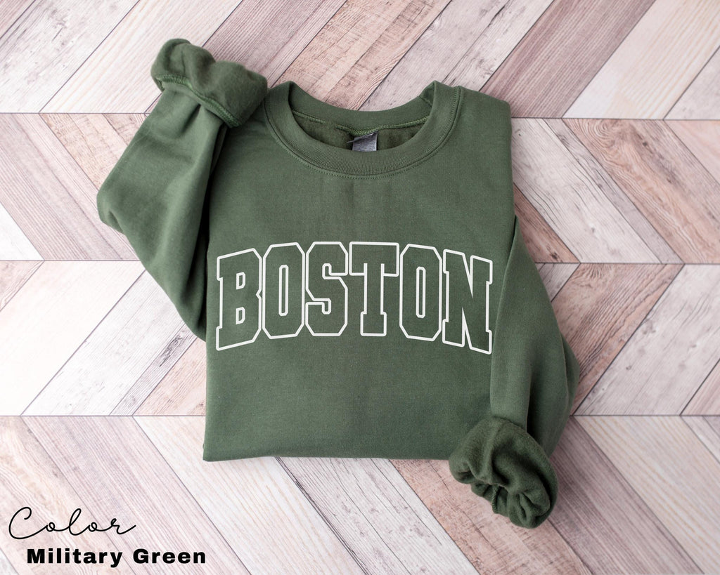 Preppy Boston Sweatshirt, Boston Pullover, Vintage Varsity Aesthetic, Trendy Travel Destination Gift, Boston Massachusetts Sweatshirt,
