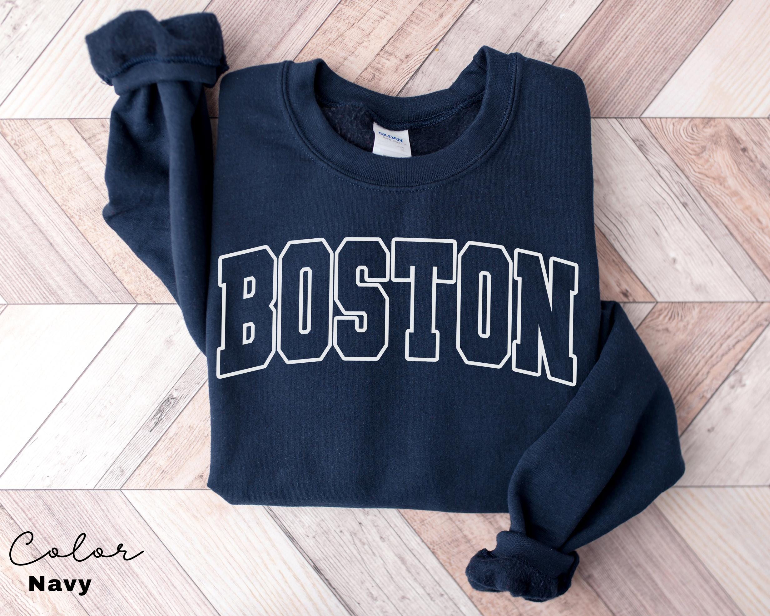 Preppy Boston Sweatshirt, Boston Pullover, Vintage Varsity Aesthetic, Trendy Travel Destination Gift, Boston Massachusetts Sweatshirt,