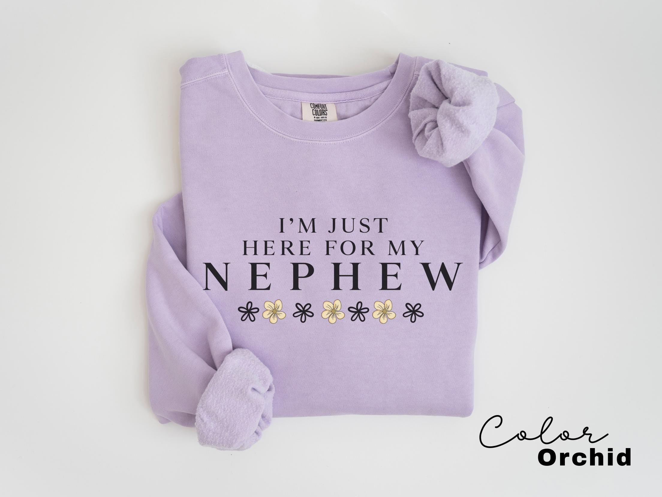 Im Just Here For My Nephew Sweatshirt, Nephew Shirt, Gift For Aunt Sweatshirt, New Future Aunt Crewneck, Aunt Pregnancy Announcement