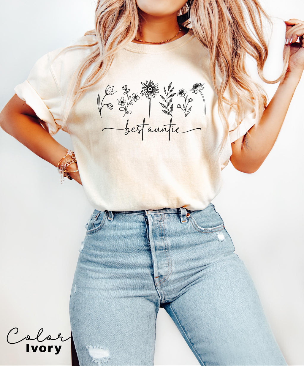 Best Auntie Shirt, Auntie Shirt, Floral Aunt Tee, Gift for Aunt, Funny Shirt for Aunt, Auntie Gift, New Aunt Gift, Pregnancy Announcement,