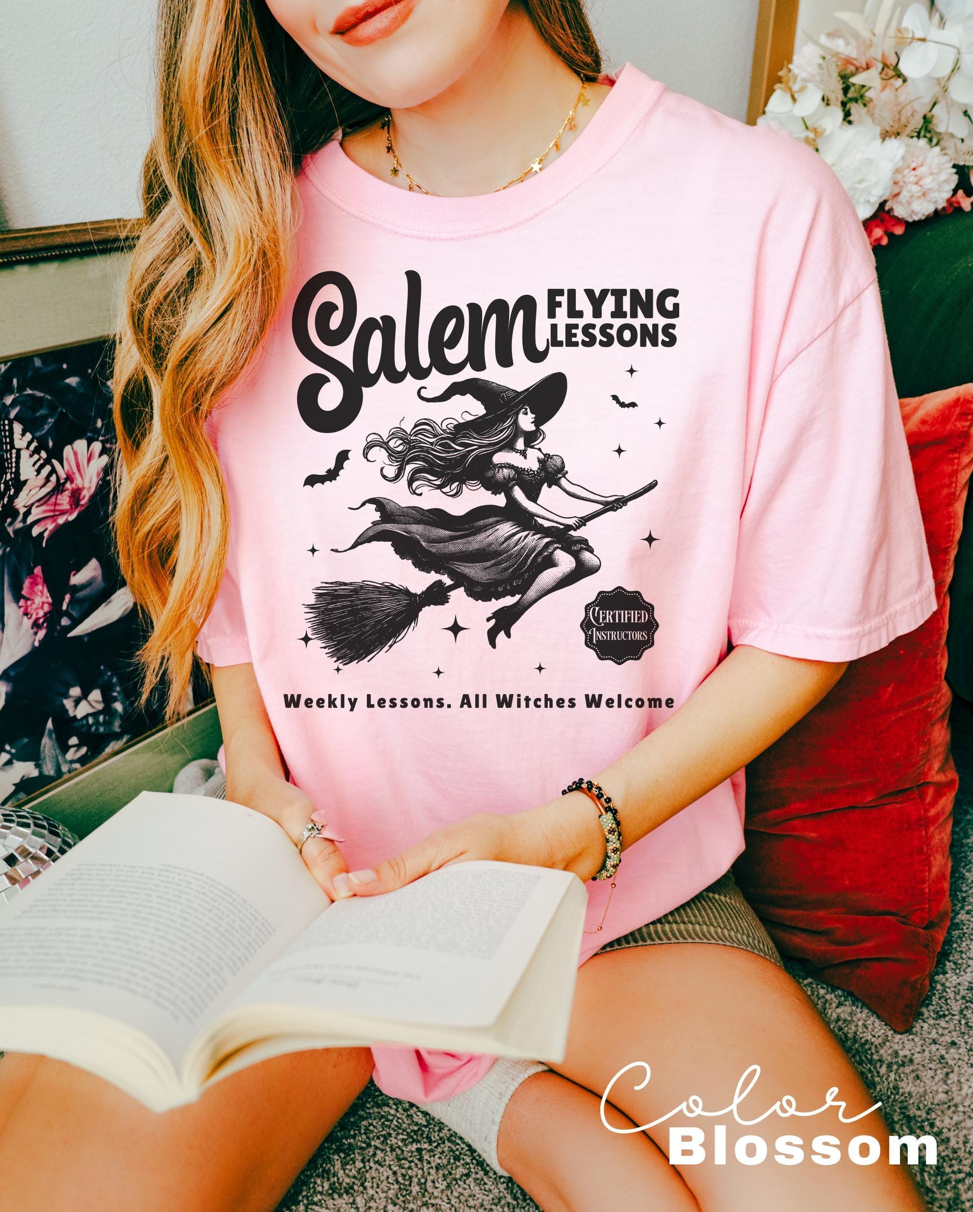 Witch Shirt Halloween, Salem Flying Lessons Witch Shirt, Halloween Women Shirt, Witchy Vibes Shirt, Vintage Halloween Shirt, Oversized Shirt