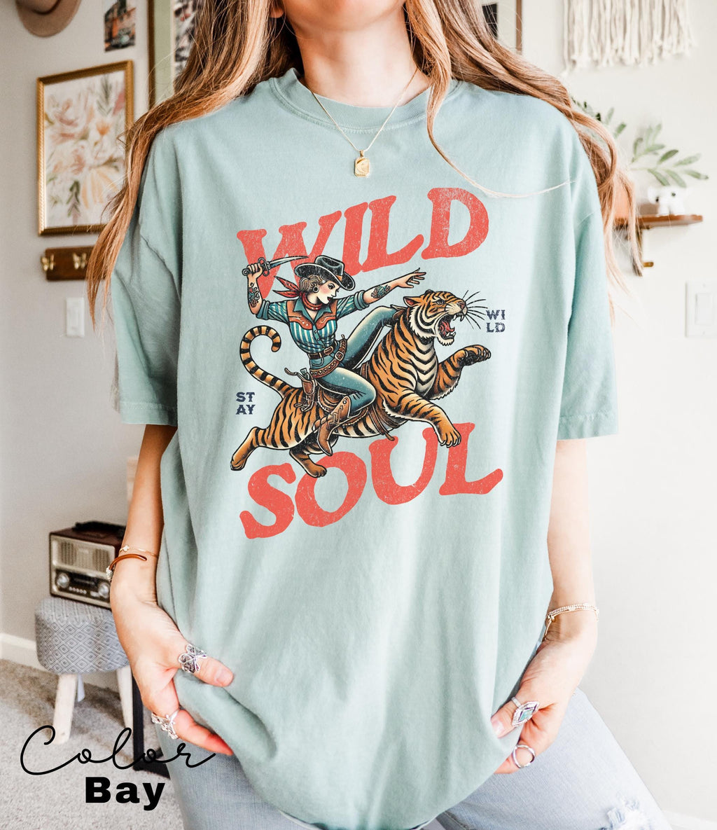 Wild Soul Tiger Shirt, Retro Cowgirl, Country Shirt, Rodeo T-Shirt, Country Concert Tee, Western Graphic Tee for Women, Western Tee,