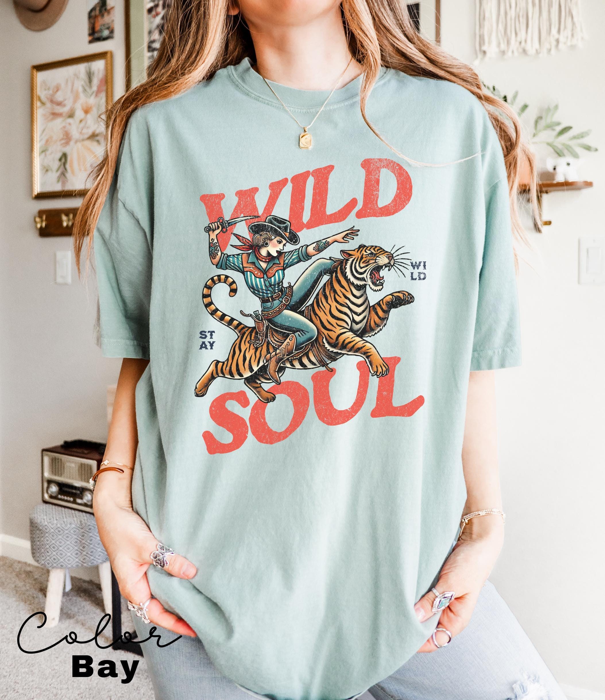 Wild Soul Tiger Shirt, Retro Cowgirl, Country Shirt, Rodeo T-Shirt, Country Concert Tee, Western Graphic Tee for Women, Western Tee,