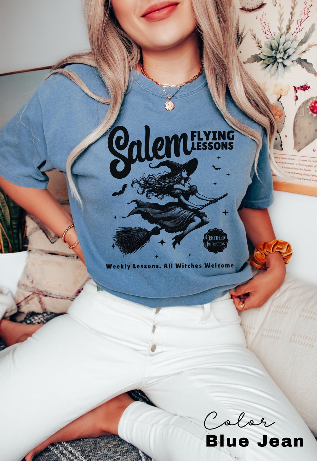 Witch Shirt Halloween, Salem Flying Lessons Witch Shirt, Halloween Women Shirt, Witchy Vibes Shirt, Vintage Halloween Shirt, Oversized Shirt