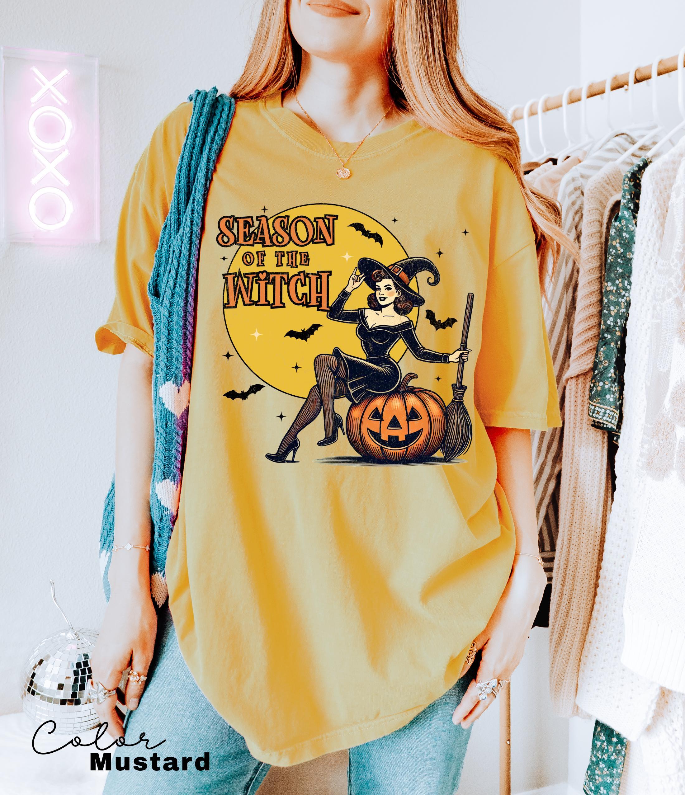 Season of the Witch Shirt Funny Vintage Halloween Tshirt Cute Retro Horror Social Club Tee Fall Party Trendy Spooky Clothing Comfort Colors