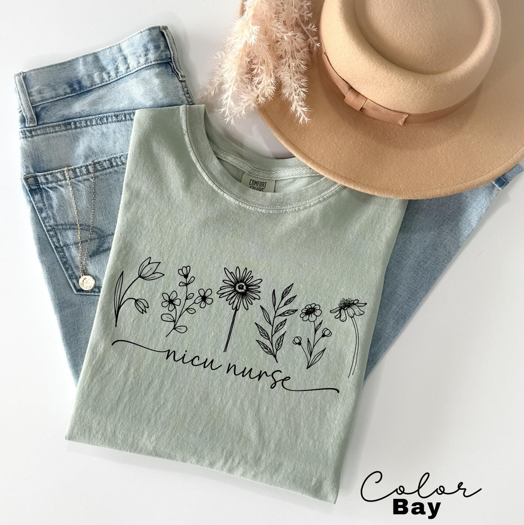 NICU RN Shirt Neonatal ICU Nurse Tshirt, Neonatal Intensive Care Unit Nurse Gift, Floral Nurse, Flower Nurse Shirt, Nicu Crew,