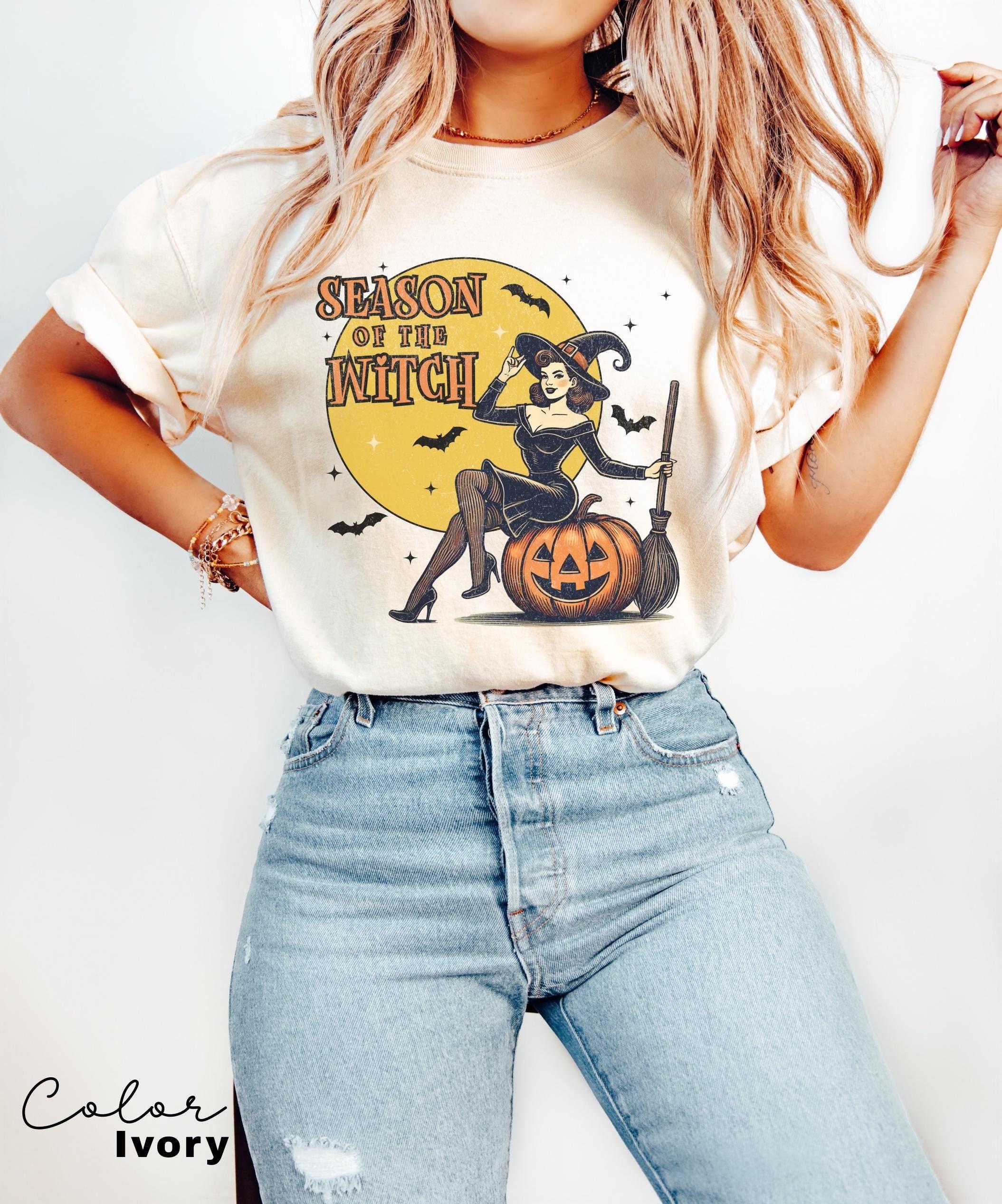 Season of the Witch Shirt Funny Vintage Halloween Tshirt Cute Retro Horror Social Club Tee Fall Party Trendy Spooky Clothing Comfort Colors
