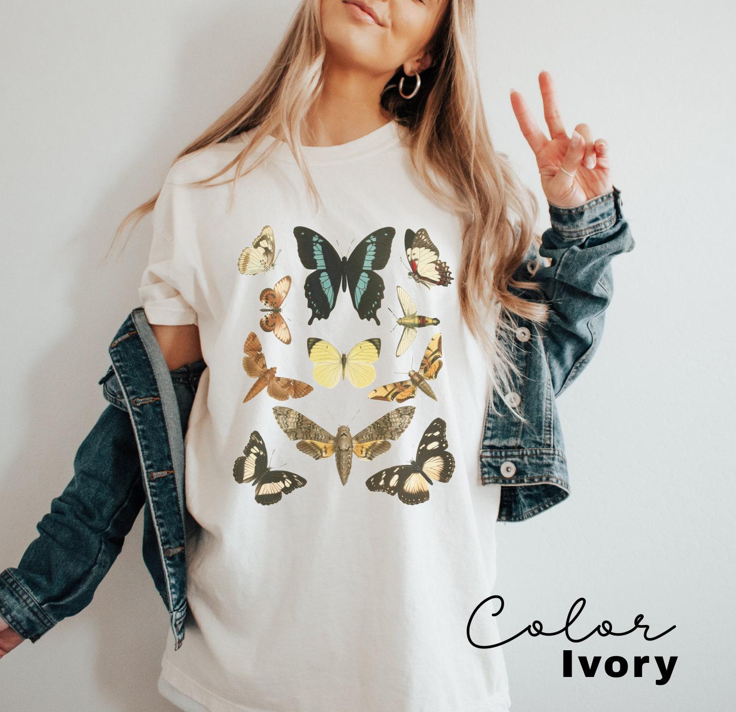 Vintage Butterfly Shirt, Cottagecore Aesthetic T Shirt, Nature Lover T-Shirt, Forestcore, Comfort Colors Tee, Moth Spring Shirt, Nature tee