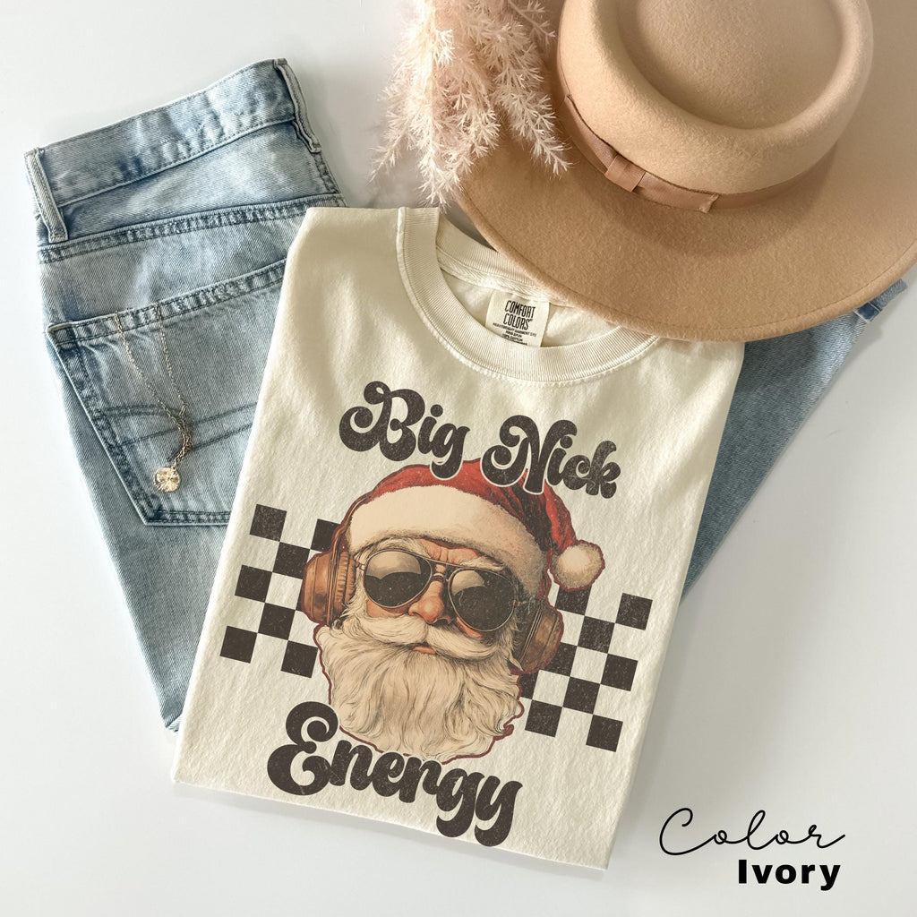 Comfort Colors Big Nick Energy Retro Christmas Tshirt, Christmas Tee, Holiday Christmas for Shirt Women, Vintage Xmas Gift, Ugly Christmas