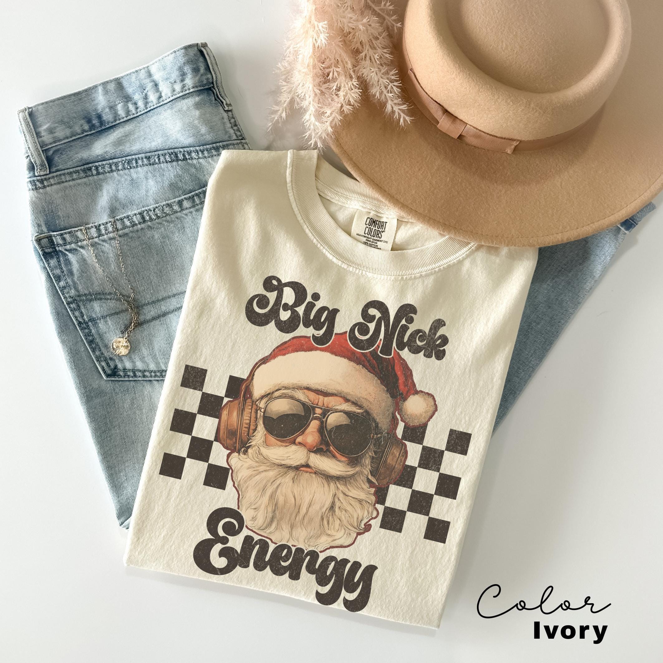 Comfort Colors Big Nick Energy Retro Christmas Tshirt, Christmas Tee, Holiday Christmas for Shirt Women, Vintage Xmas Gift, Ugly Christmas