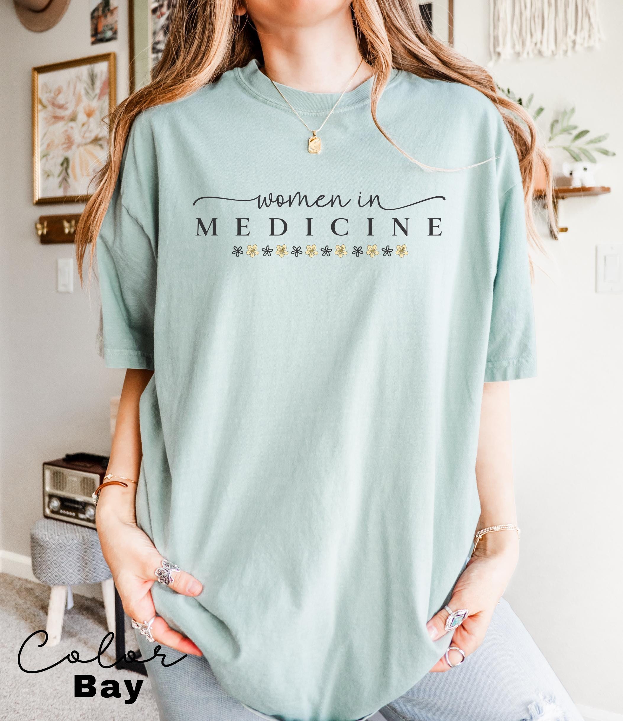 Women In Medicine Shirt, Gifts For Female MD, Female Doctor T-shirt, New Doctor Physician Shirt, Toile Bow Shirt, Flower Nurse Shirt Floral