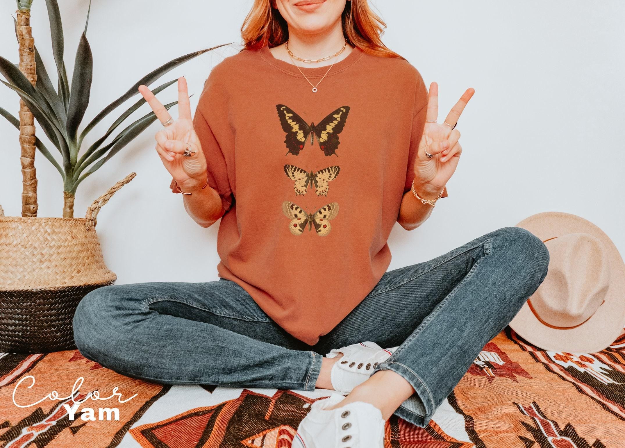 Cottagecore Butterfly Shirt, Moth Aesthetic T Shirt, Nature Lover T-Shirt, Forestcore, Comfort Colors Tee, Gift For Her, Moth Spring Shirt