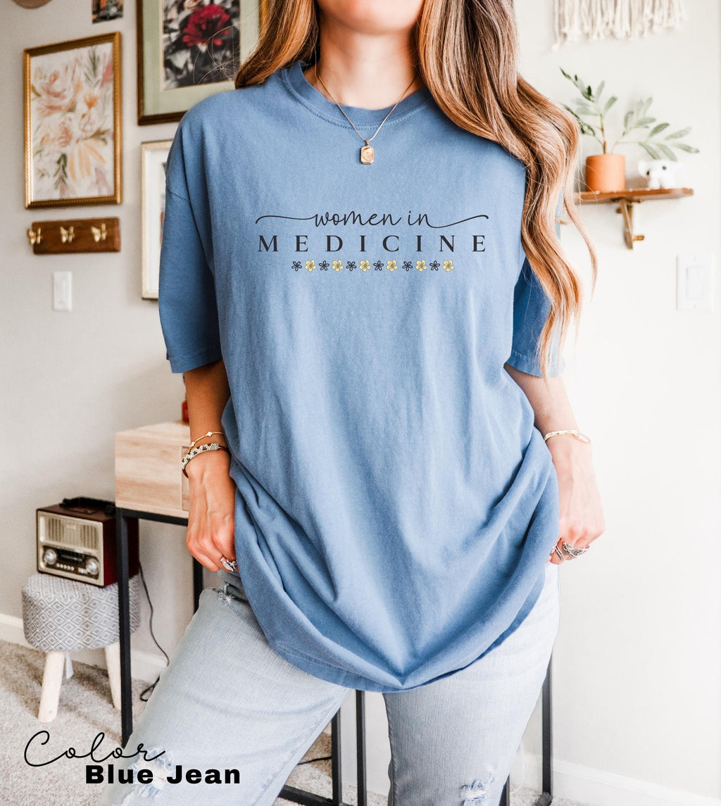 Women In Medicine Shirt, Gifts For Female MD, Female Doctor T-shirt, New Doctor Physician Shirt, Toile Bow Shirt, Flower Nurse Shirt Floral