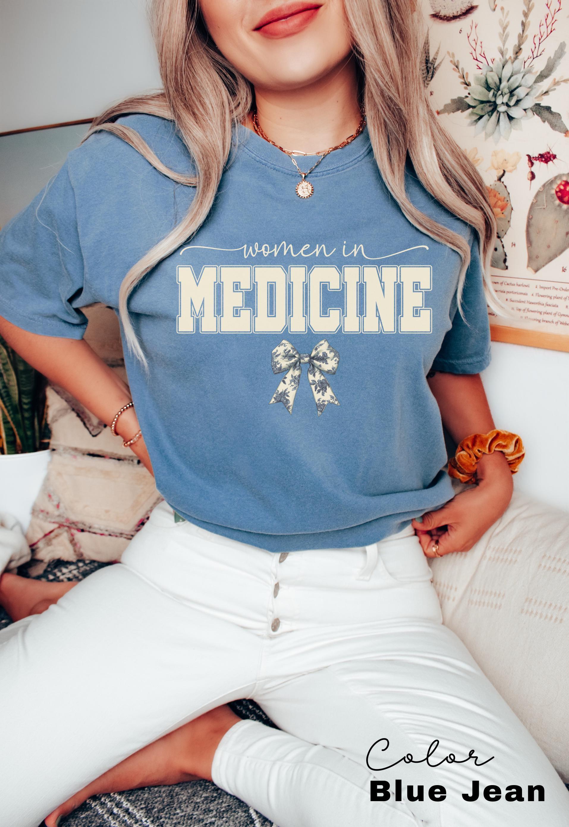 Women In Medicine Shirt, Gifts For Female MD, Female Doctor T-shirt, New Doctor Physician Shirt, Toile Bow Shirt, Coquette Nurse Shirt,