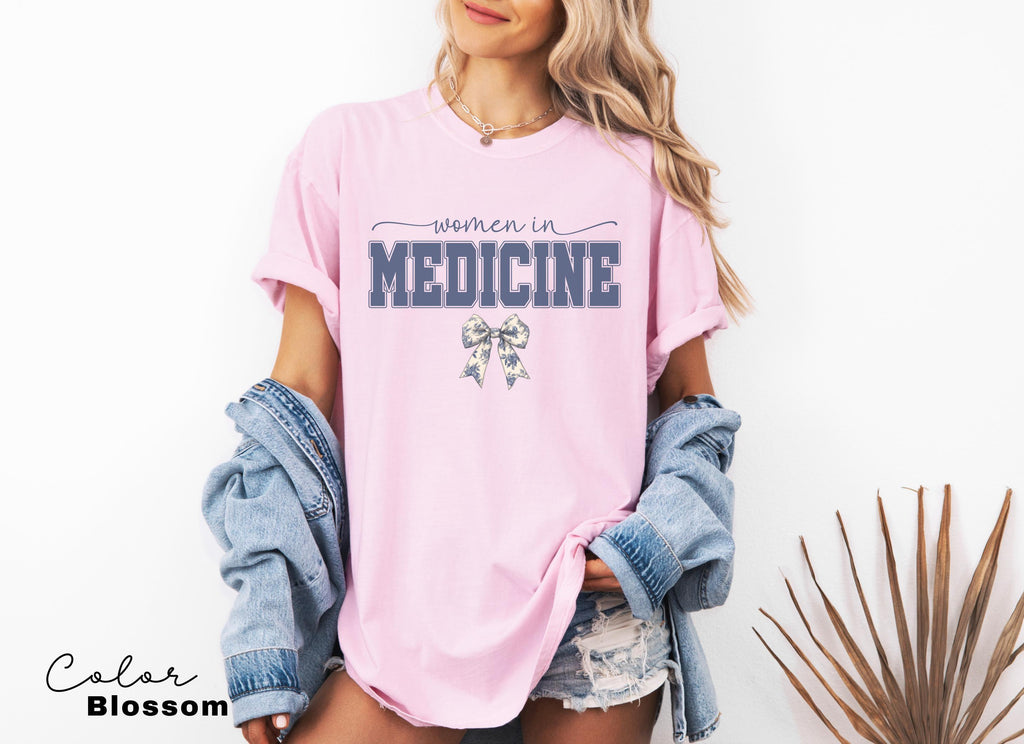 Women In Medicine Shirt, Gifts For Female MD, Female Doctor T-shirt, New Doctor Physician Shirt, Toile Bow Shirt, Coquette Nurse Shirt,