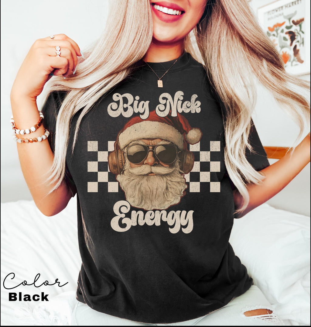 Comfort Colors Big Nick Energy Retro Christmas Tshirt, Christmas Tee, Holiday Christmas for Shirt Women, Vintage Xmas Gift, Ugly Christmas
