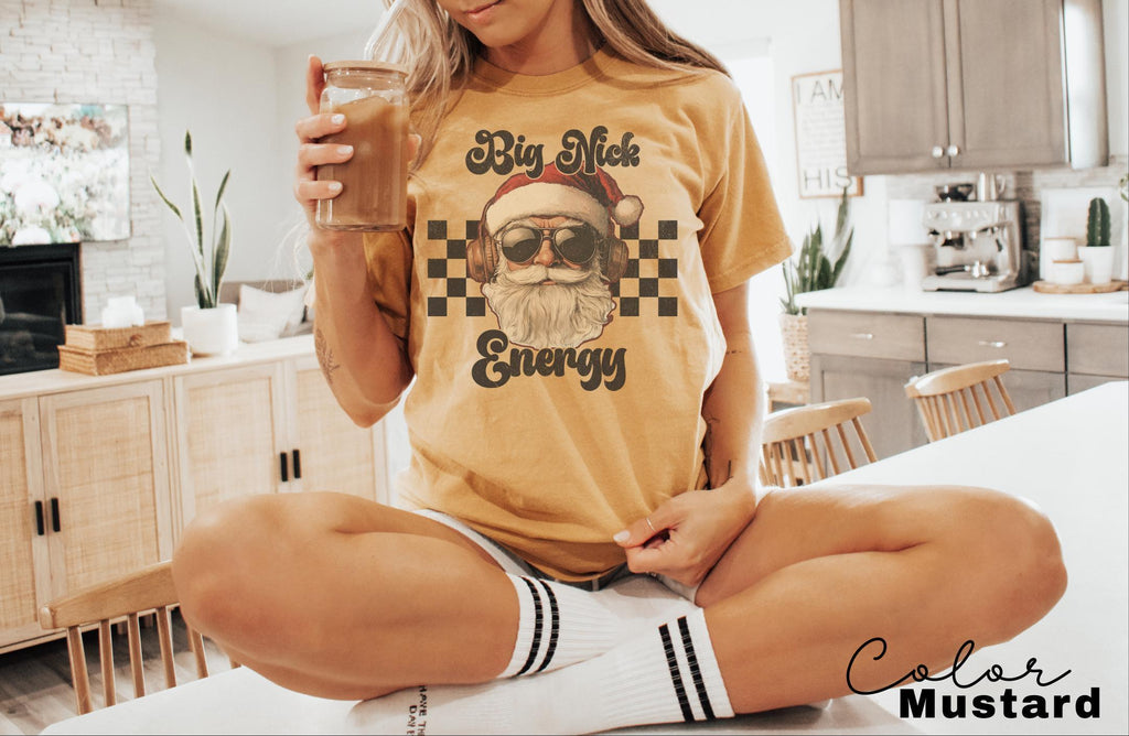 Comfort Colors Big Nick Energy Retro Christmas Tshirt, Christmas Tee, Holiday Christmas for Shirt Women, Vintage Xmas Gift, Ugly Christmas