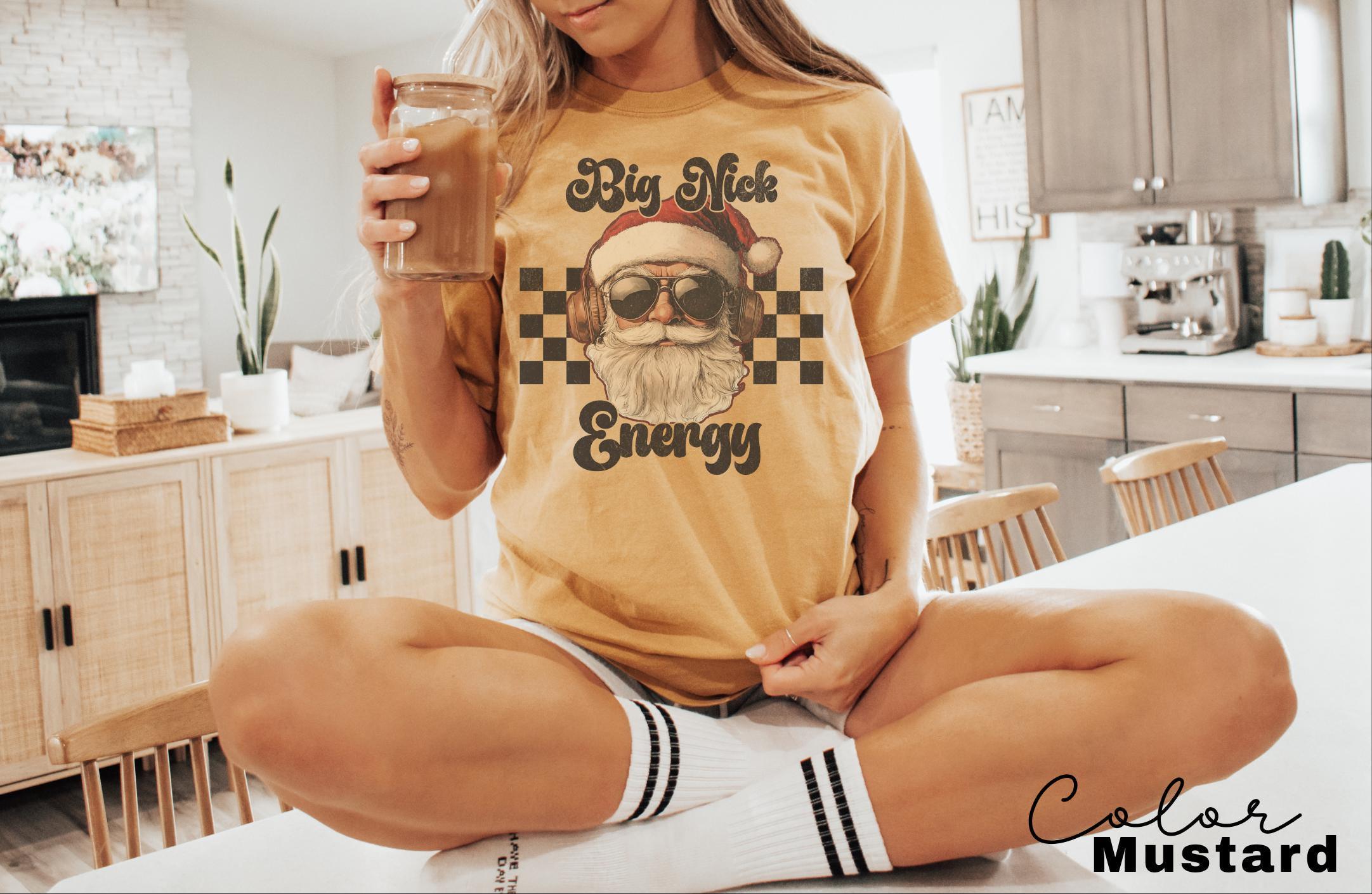 Comfort Colors Big Nick Energy Retro Christmas Tshirt, Christmas Tee, Holiday Christmas for Shirt Women, Vintage Xmas Gift, Ugly Christmas