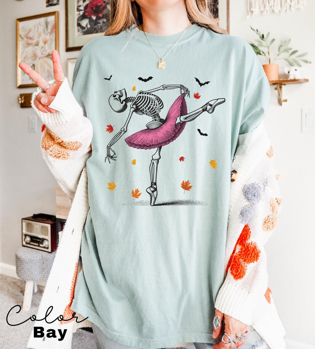 Dancing Skeleton Shirt, Halloween Shirt, Fall Shirt, Pumpkin Shirt, Retro Halloween Shirt, Ballet Skeleton, Ballerina,