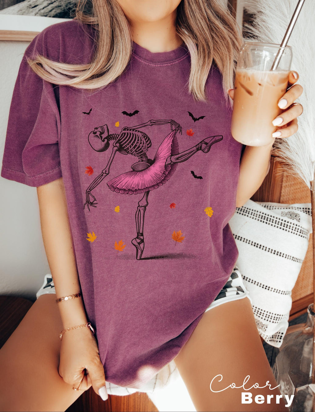 Dancing Skeleton Shirt, Halloween Shirt, Fall Shirt, Pumpkin Shirt, Retro Halloween Shirt, Ballet Skeleton, Ballerina,