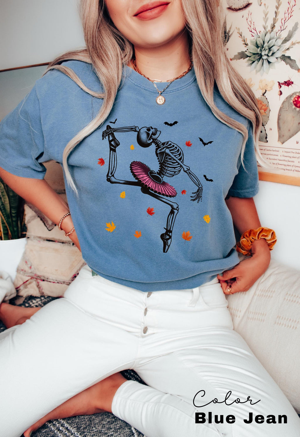 Dancing Skeleton Shirt, Halloween Shirt, Fall Shirt, Pumpkin Shirt, Retro Halloween Shirt, Ballet Skeleton, Ballerina, Halloween Party Shirt