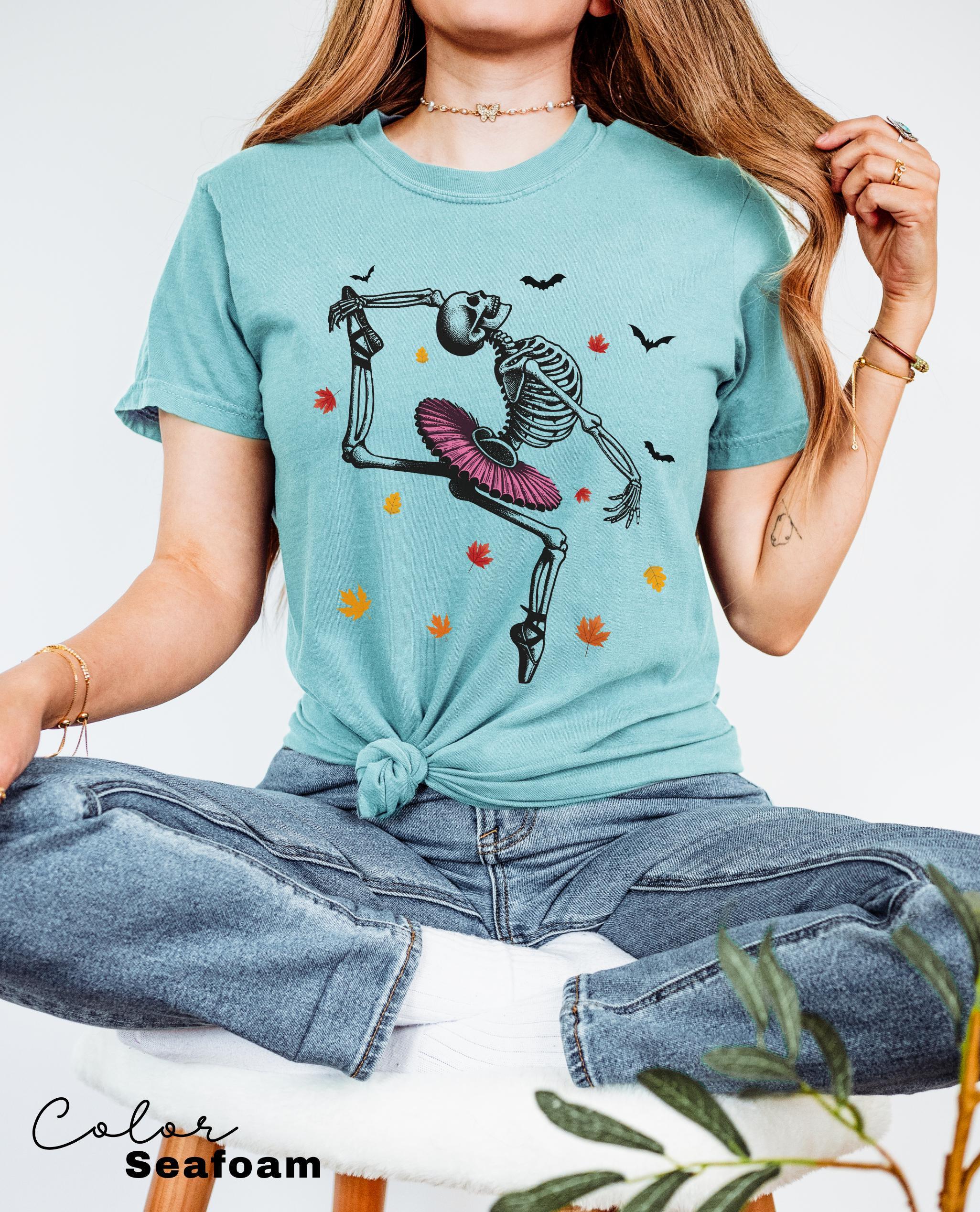 Dancing Skeleton Shirt, Halloween Shirt, Fall Shirt, Pumpkin Shirt, Retro Halloween Shirt, Ballet Skeleton, Ballerina, Halloween Party Shirt