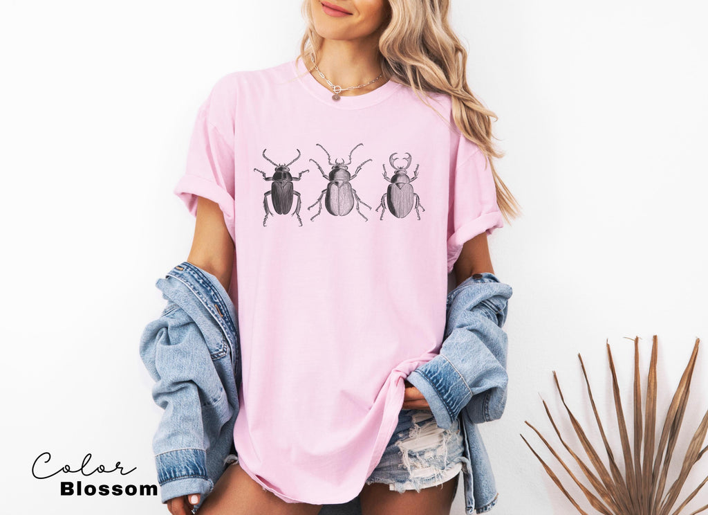 Vintage Insect Shirt, Entomology tshirt, Cottagecore Shirt, Boho beetles print t-shirt, Dark academia graphic, Cottage Core, Biology Shirt