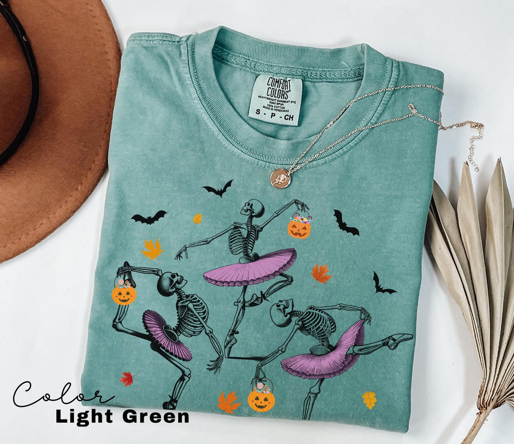 Comfort Colors® Dancing Skeleton Shirt, Halloween Shirt, Halloween Costume, Pumpkin Shirt, Retro Halloween Shirt, Ballet Skeleton, Ballerina