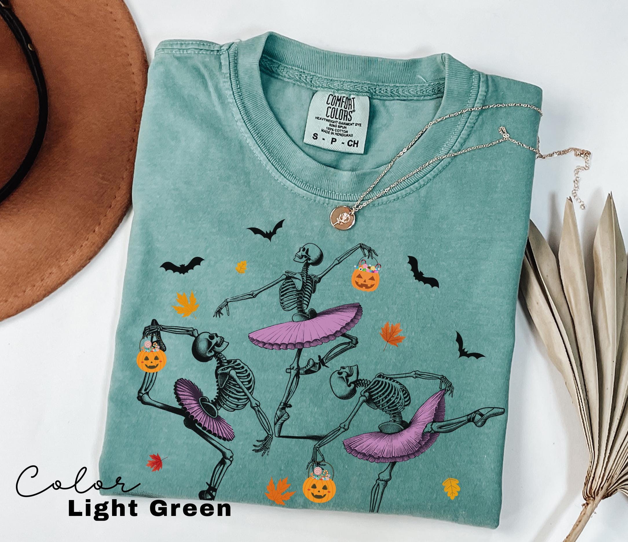 Comfort Colors® Dancing Skeleton Shirt, Halloween Shirt, Halloween Costume, Pumpkin Shirt, Retro Halloween Shirt, Ballet Skeleton, Ballerina