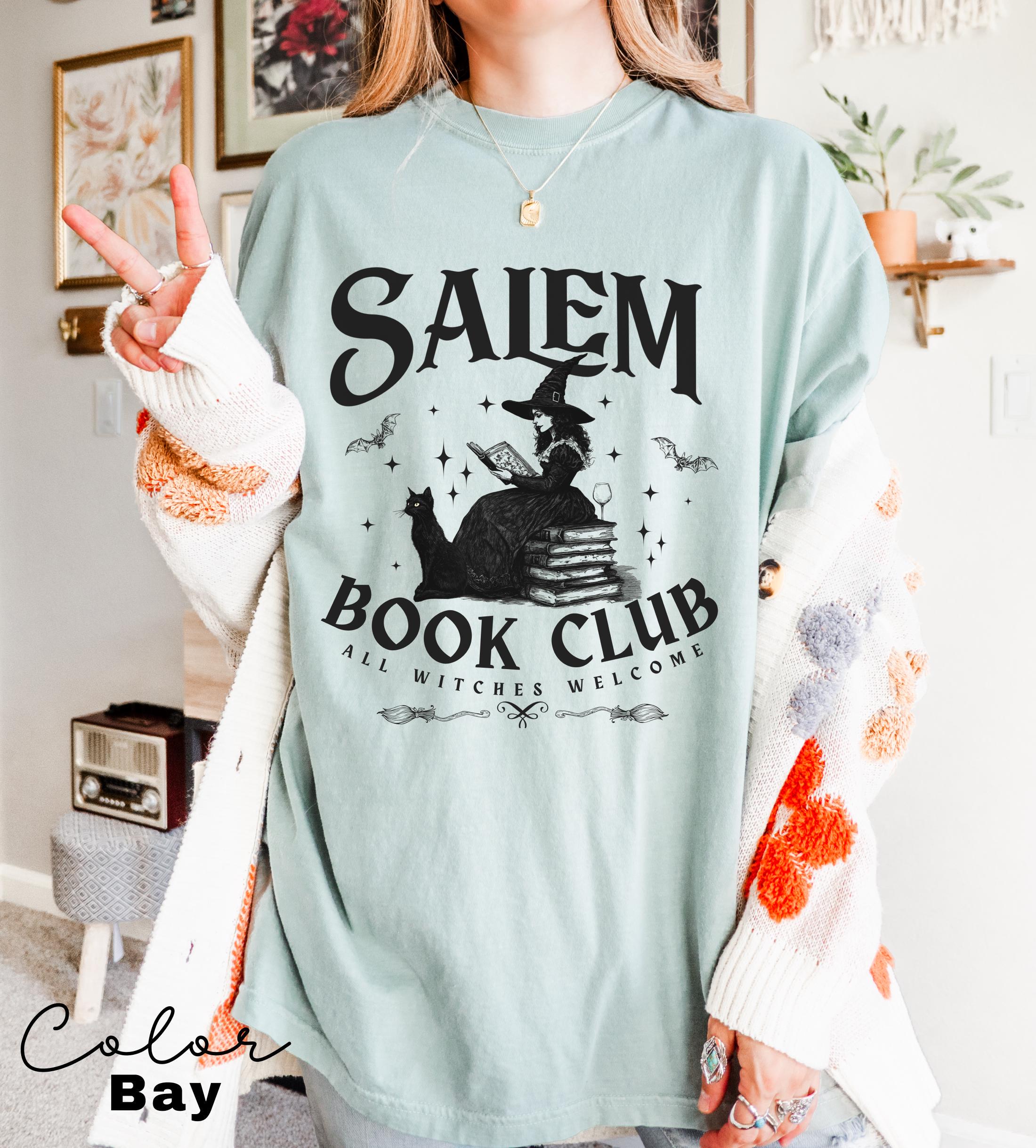 Retro Salem Book Club Shirt, Bookish Halloween Tee, Black Cat Spooky Book Lover Shirt, Salem Witches, Spooky Season Fall Bookish Things