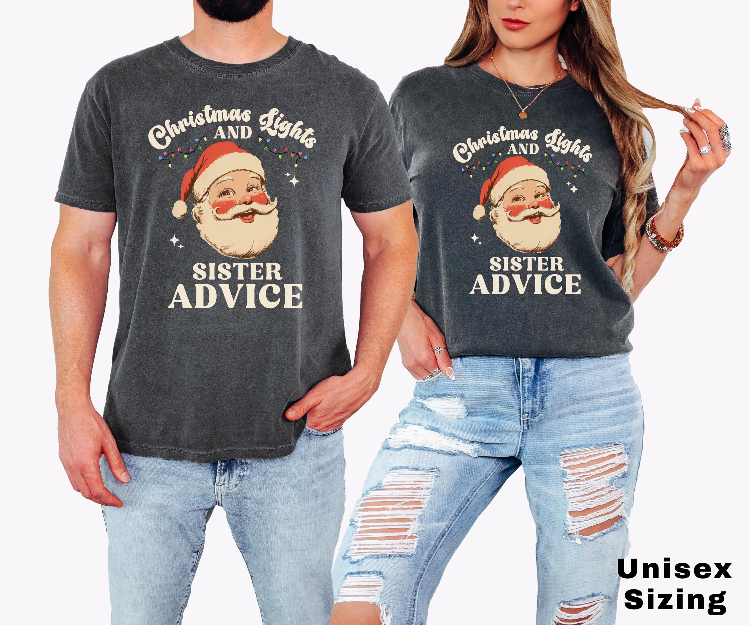 Personalized Christmas Shirt, Custom Christmas Shirt, Christmas Lights Advice, Christmas Gift, Sister Gift, Mom, Aunt, Funny, Retro Santa