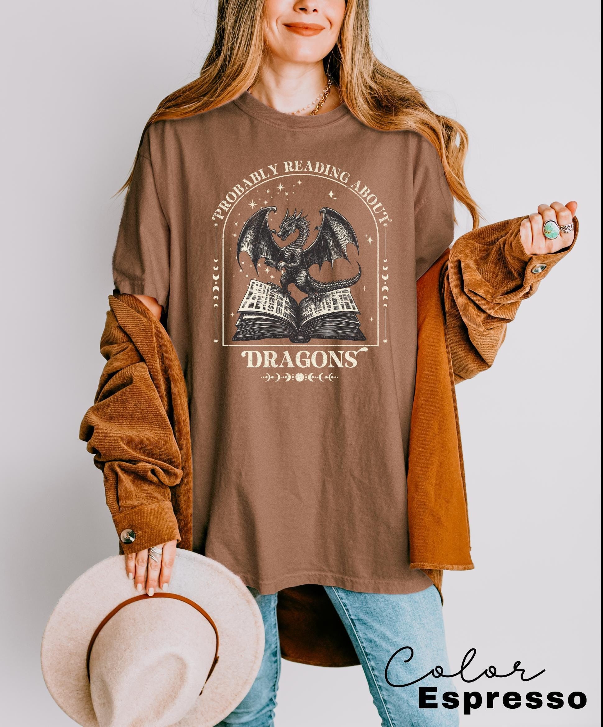 Probably Reading about Dragons Shirt, Comfort Colors Shirt, Dragon Shirt, bookish shirt, Booktok, librarian gift, Book lover, Dragon Lover