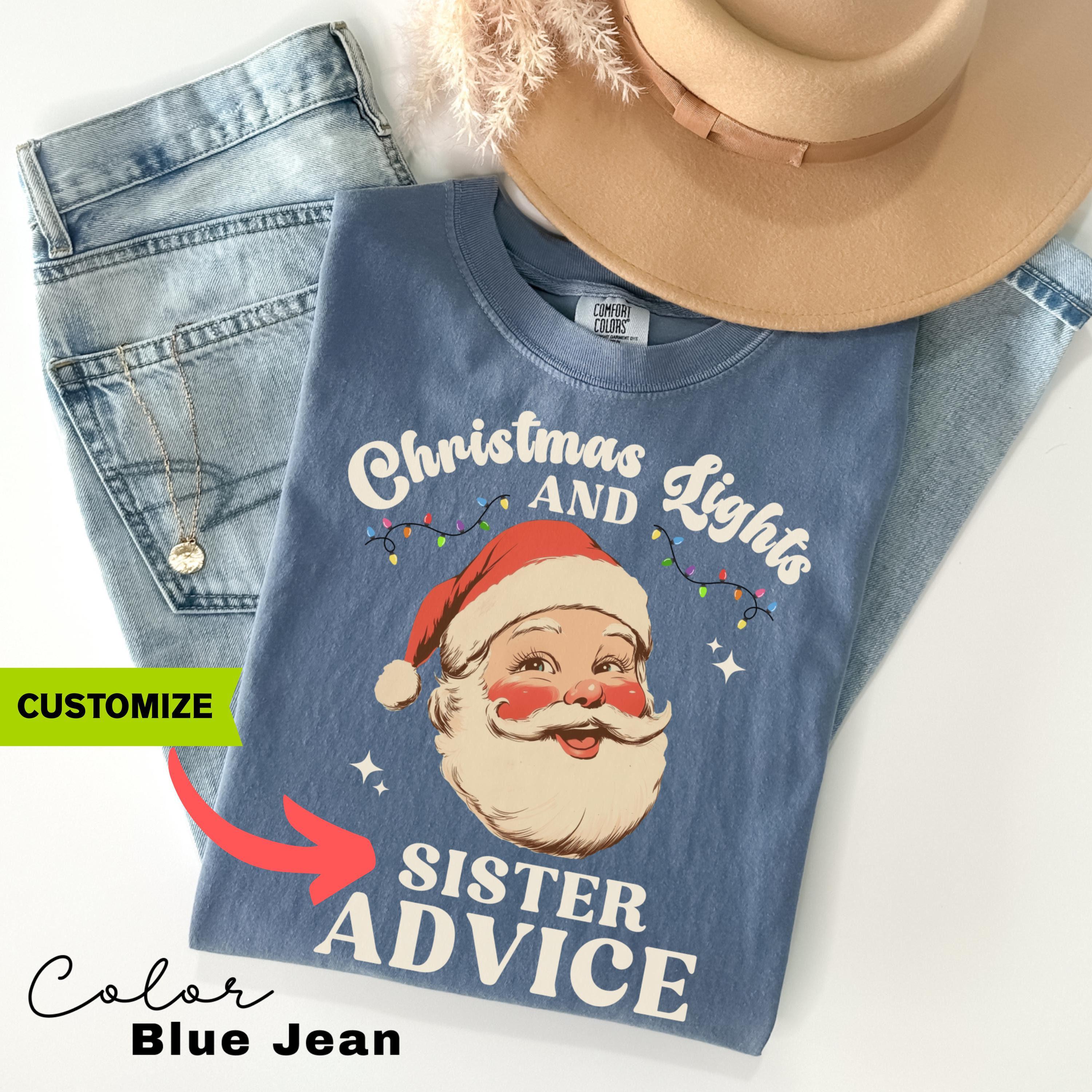 Personalized Christmas Shirt, Custom Christmas Shirt, Christmas Lights Advice, Christmas Gift, Sister Gift, Mom, Aunt, Funny, Retro Santa