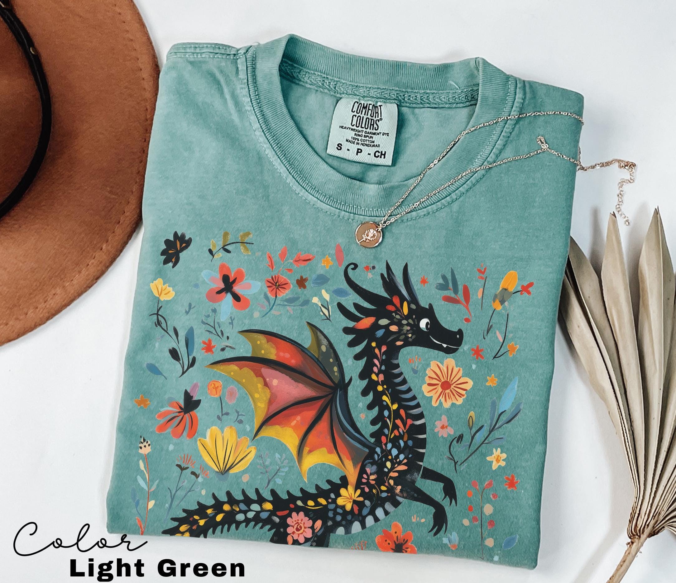 Dragon Shirt, Book Lover, Fantasy Reader, Bookworm Shirt,Bookish Shirt, Bookworm Shirt, Book Club Gift, Boho Wildflower Cottagecore T-Shirt