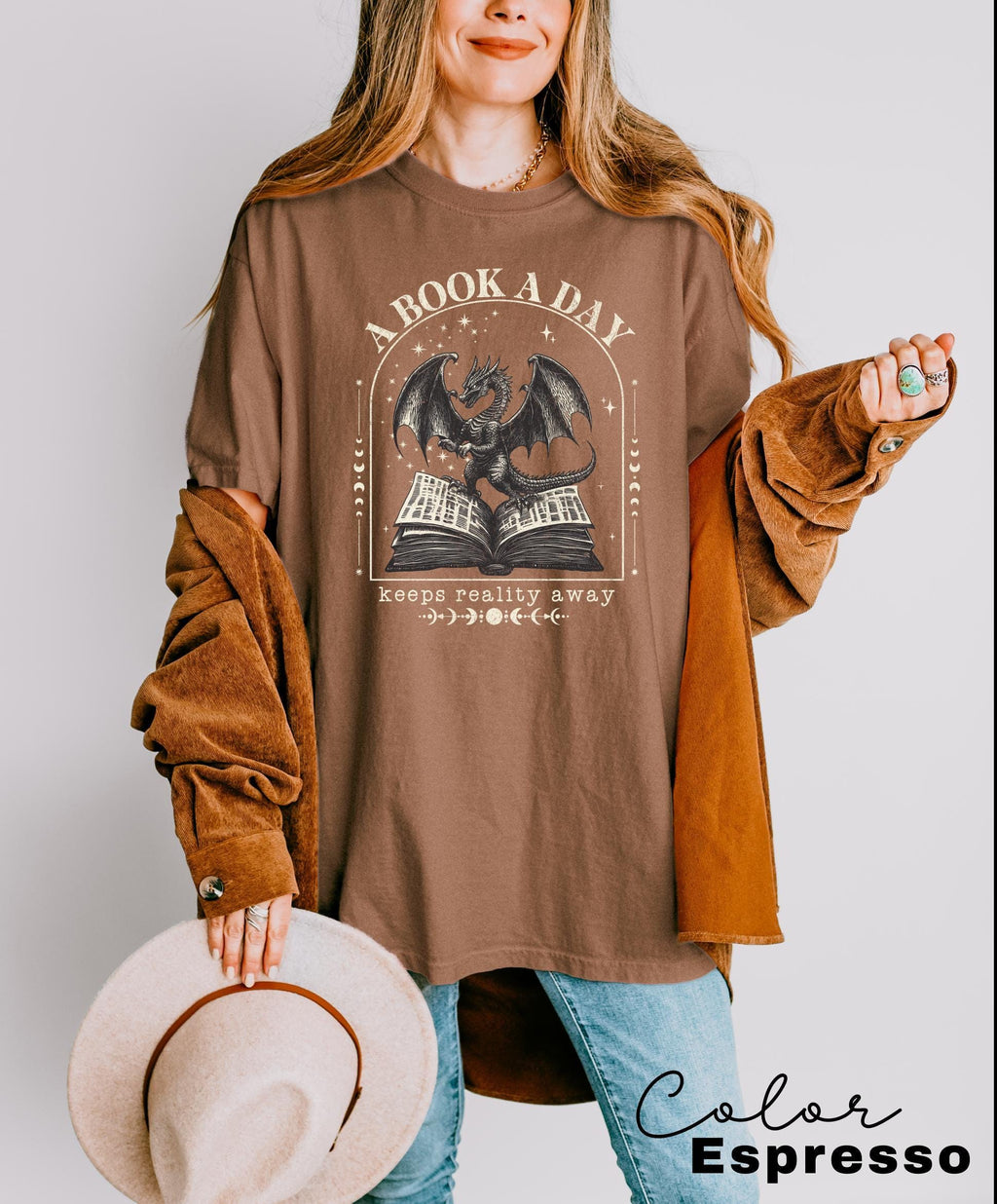 A Book a Day Dragon Sweater, Comfort Colors® Bookish T-Shirt, Book Club Shirt, Fantasy Book Merch T-Shirt, Gift for Reader, Dragon Lover